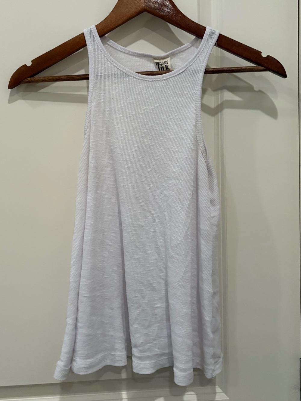 Free People White Ribbed Tank Top - Casual Scoop Neck